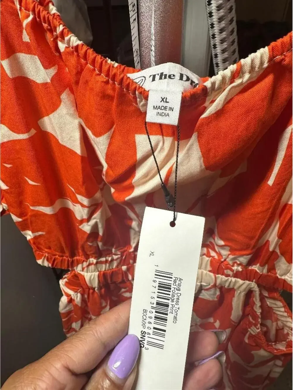 The Drop Orange White Floral Maxi Dress XL Puff Sleeve Smocked Waist Summer Reso - Picture 2 of 6